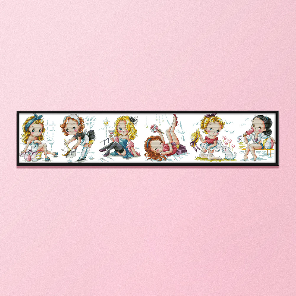 Variety Girl - 14CT Stamped Cross Stitch 70*16CM