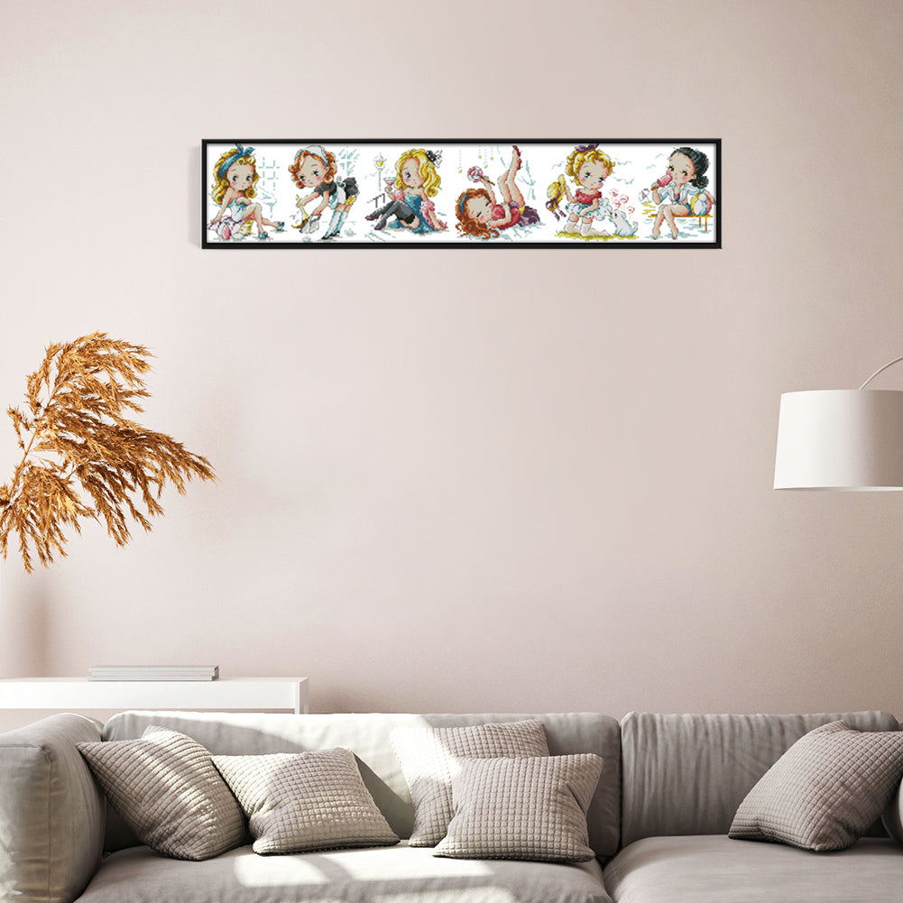 Variety Girl - 14CT Stamped Cross Stitch 70*16CM