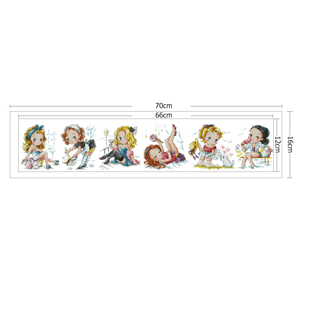 Variety Girl - 14CT Stamped Cross Stitch 70*16CM