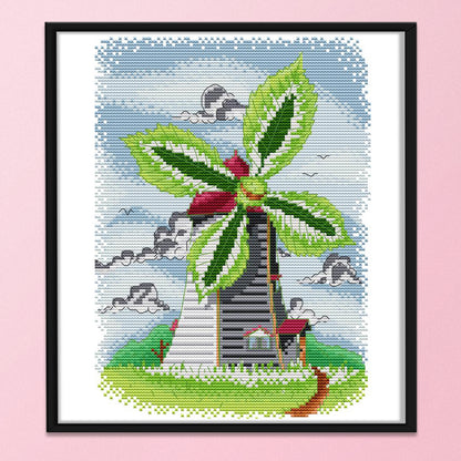 Summer Windmill - 14CT Stamped Cross Stitch 25*31CM