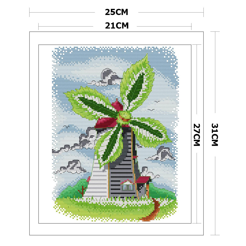 Summer Windmill - 14CT Stamped Cross Stitch 25*31CM