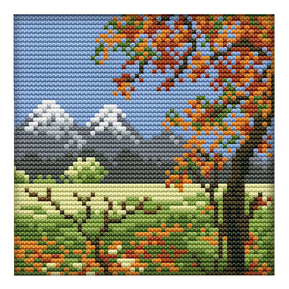 Four Seasons - 14CT Stamped Cross Stitch 16x16CM