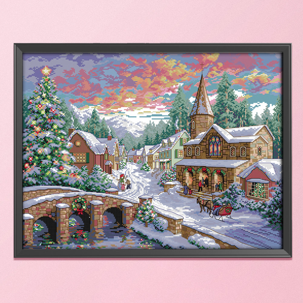 Snow Landscape - 14CT Stamped Cross Stitch 54*43CM