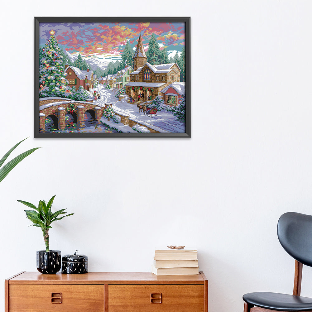 Snow Landscape - 14CT Stamped Cross Stitch 54*43CM