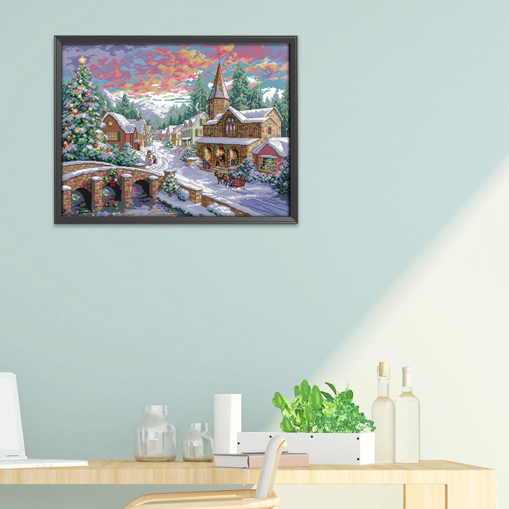 Snow Landscape - 14CT Stamped Cross Stitch 54*43CM