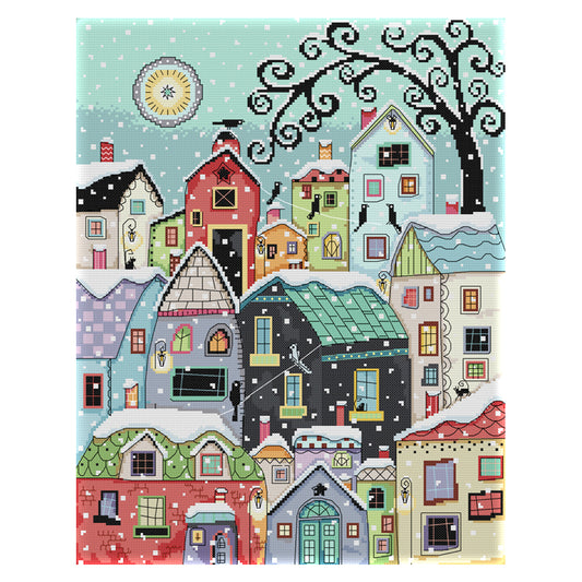 Street Scenery - 14CT Stamped Cross Stitch 40*48CM