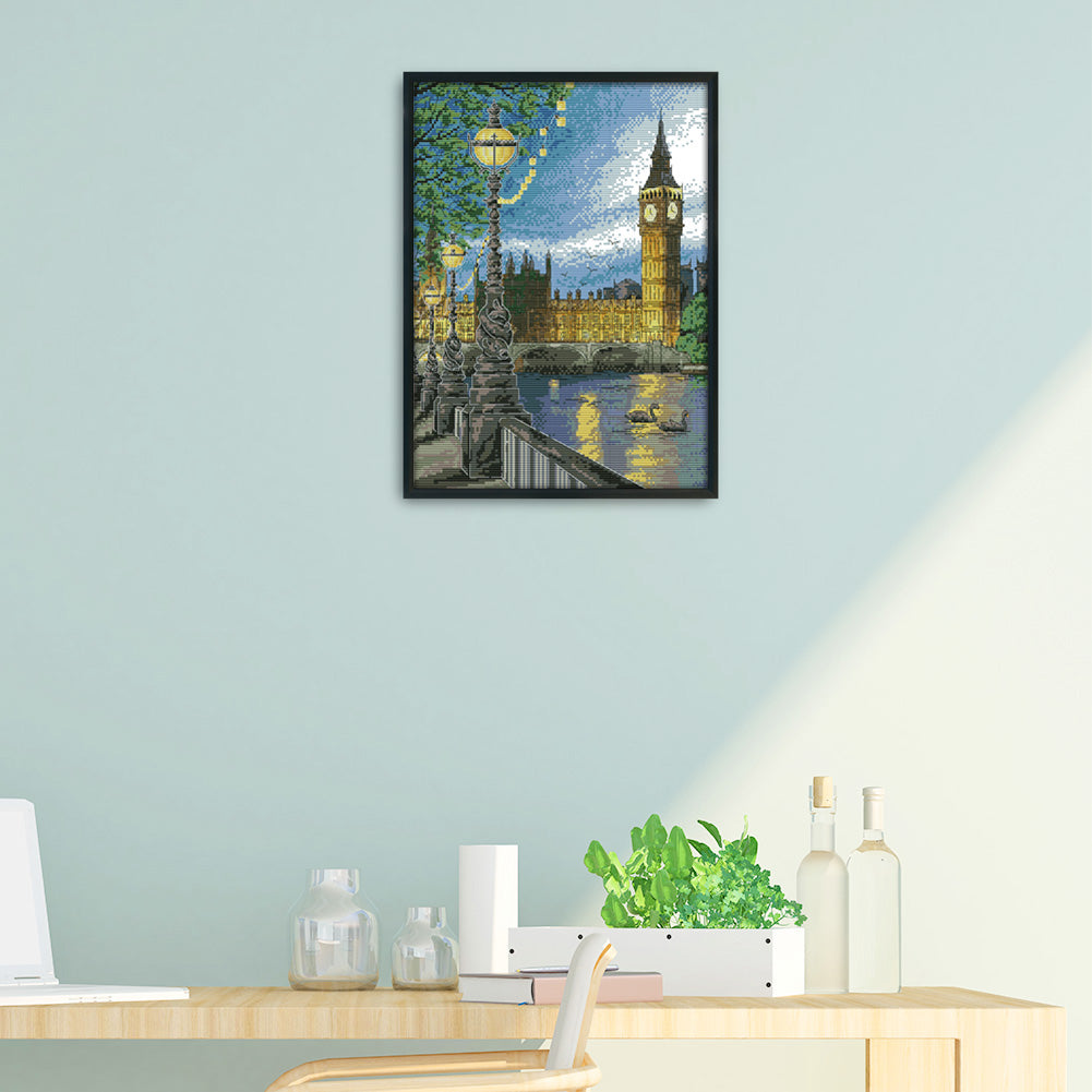 London Bell Tower - 14CT Stamped Cross Stitch 33*41CM