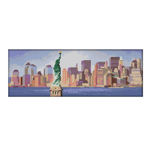 Statue Liberty - 14CT Stamped Cross Stitch 38*16CM