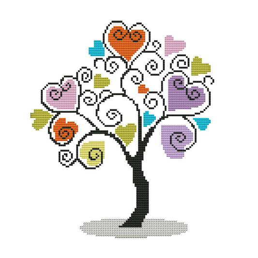 Heart Tree- 14CT Stamped Cross Stitch 30*27CM