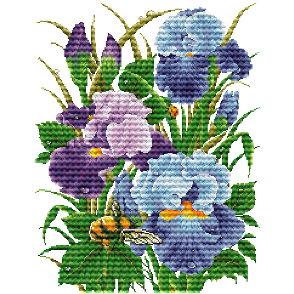 Iris Hanger - 14CT Stamped Cross Stitch 52*42CM