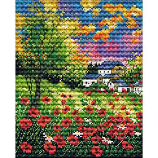 Mountain Flower - 14CT Stamped Cross Stitch 30*26CM