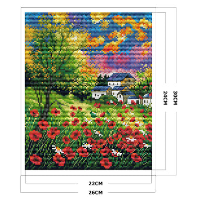 Mountain Flower - 14CT Stamped Cross Stitch 30*26CM