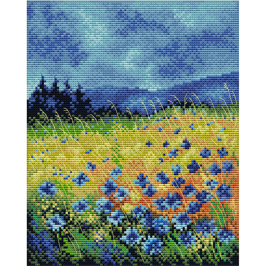 Mountain Flower - 14CT Stamped Cross Stitch 30*26CM