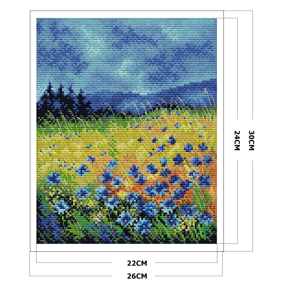 Mountain Flower - 14CT Stamped Cross Stitch 30*26CM