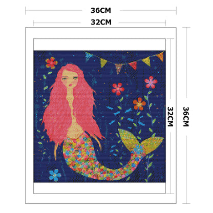 Fishtail Girl - 14CT Stamped Cross Stitch 36*36CM