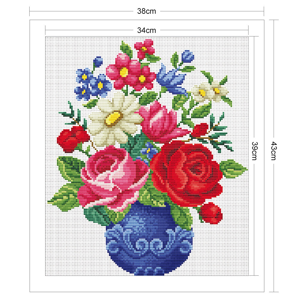 Flowers - 11CT Stamped Cross Stitch 38*43CM