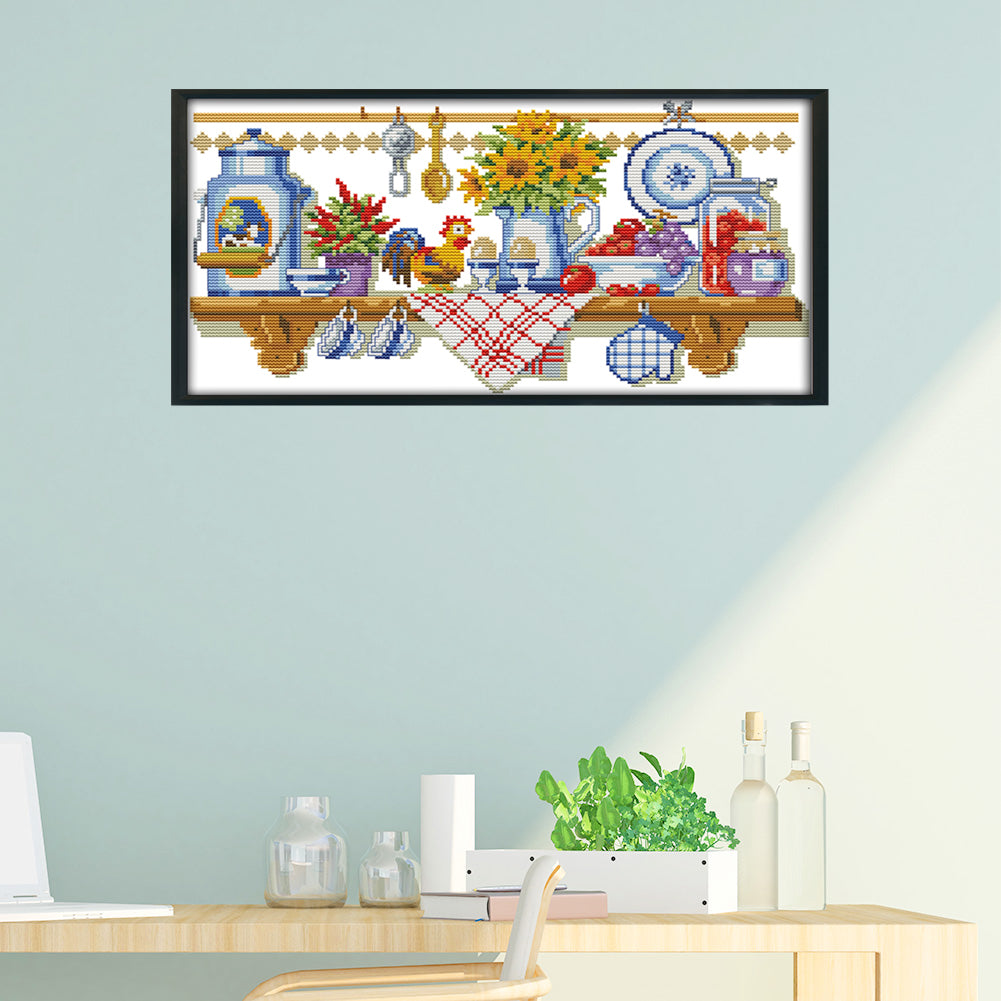 Kitchen - 14CT Stamped Cross Stitch 40*22CM