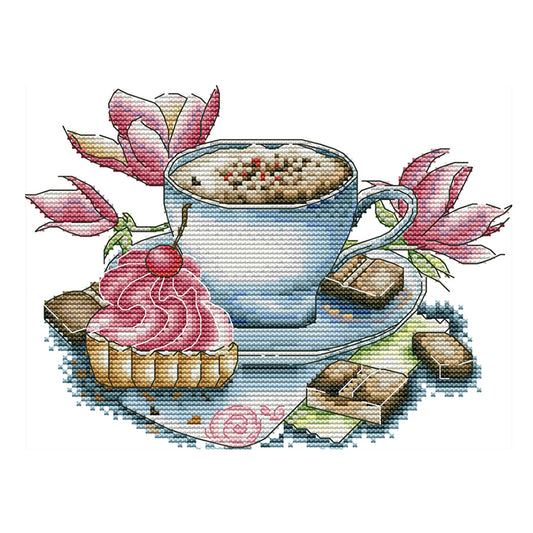 Teacup - 14CT Stamped Cross Stitch 27*20CM