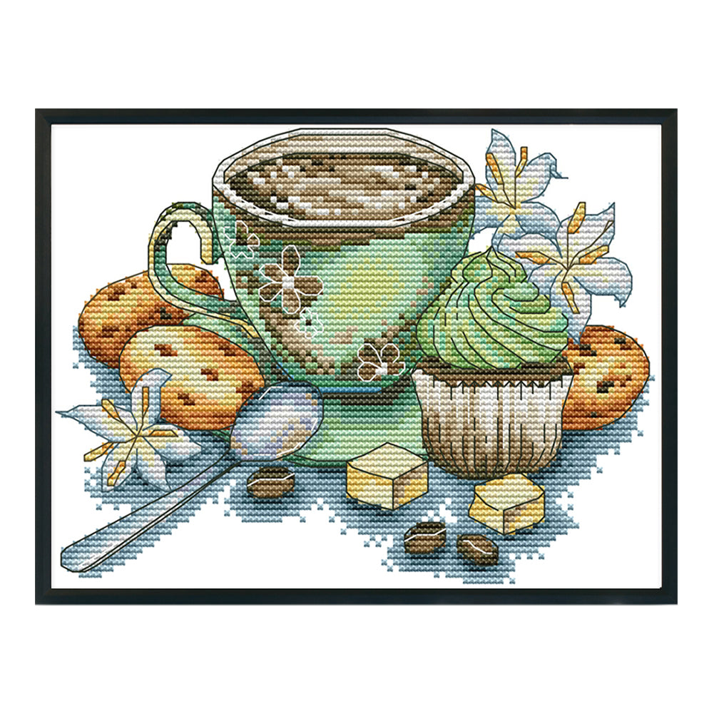 Teacup - 14CT Stamped Cross Stitch 27*19CM