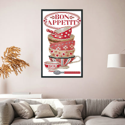 Cup - 14CT Stamped Cross Stitch 19*34CM