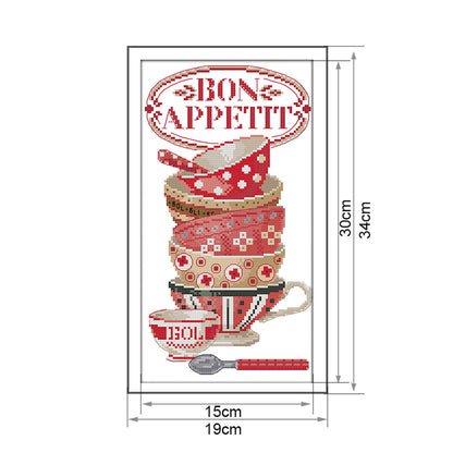 Cup - 14CT Stamped Cross Stitch 19*34CM