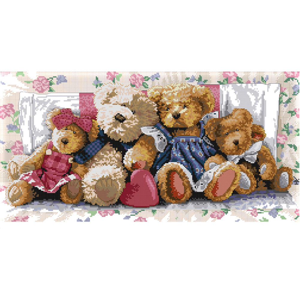 Bear Family - 14CT Stamped Cross Stitch 54*31CM