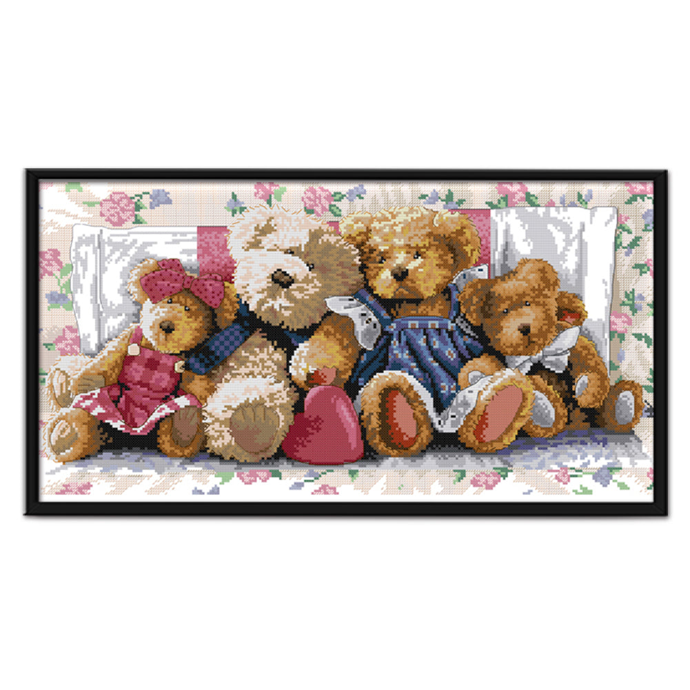 Bear Family - 14CT Stamped Cross Stitch 54*31CM