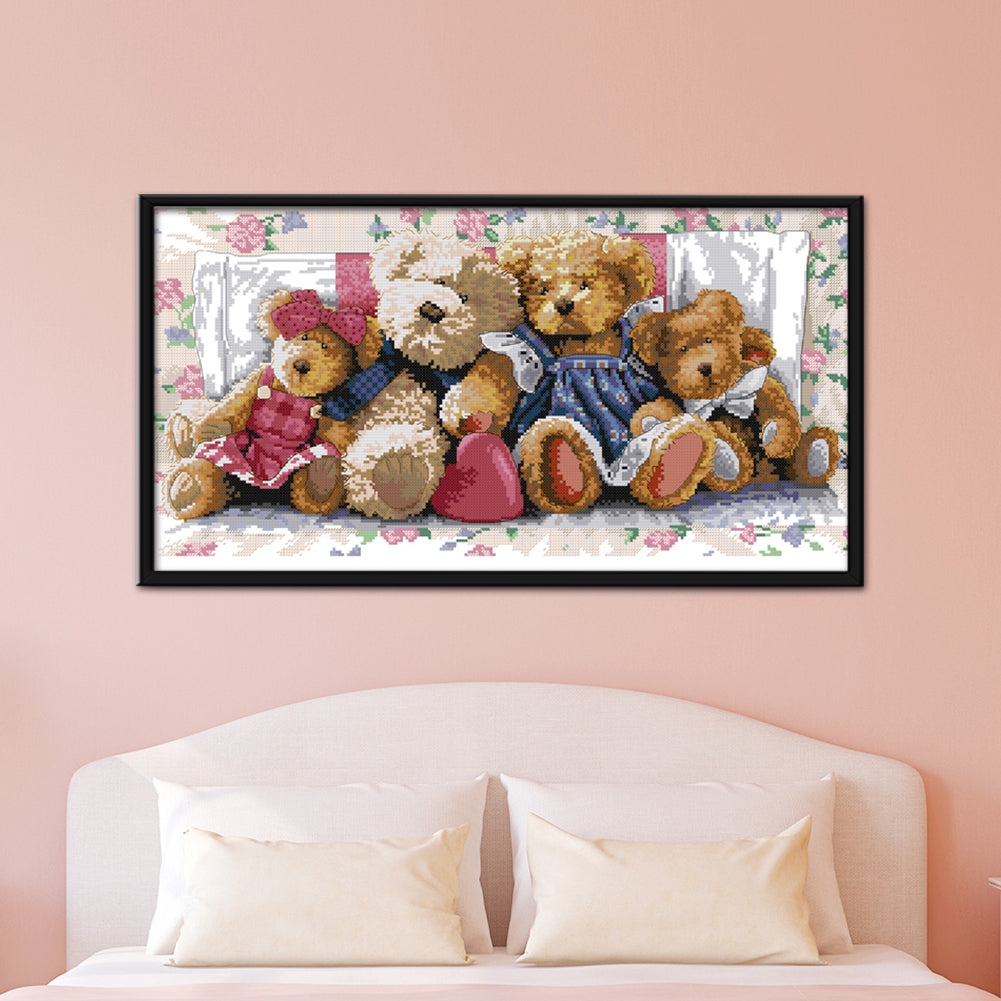 Bear Family - 14CT Stamped Cross Stitch 54*31CM