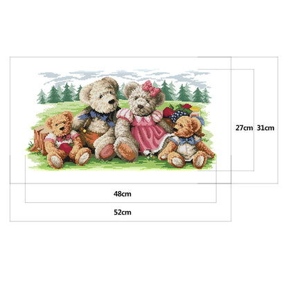 Bear Family - 14CT Stamped Cross Stitch 52*31CM