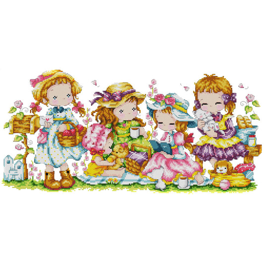 Girl- 14CT Stamped Cross Stitch 54*29CM