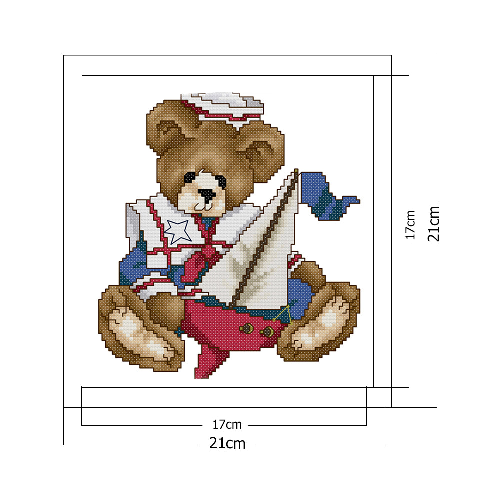 Bear- 14CT Stamped Cross Stitch 21*21CM