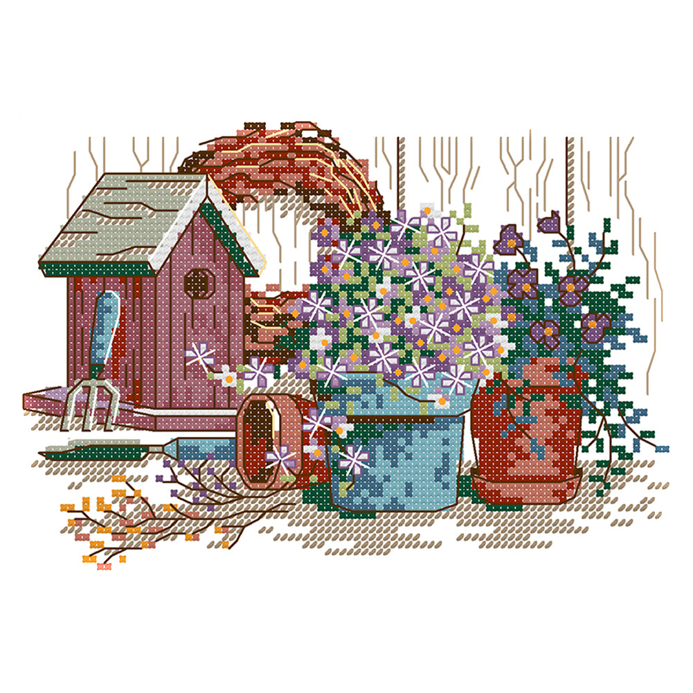 Garden - 14CT Stamped Cross Stitch 21 *16CM