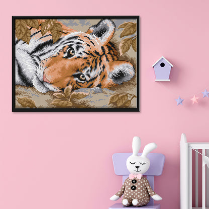 Lying Tiger - 14CT Stamped Cross Stitch 29 *21CM