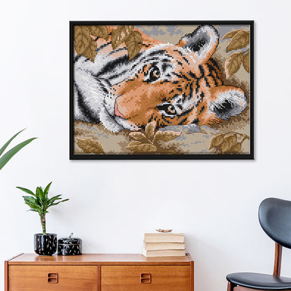 Lying Tiger - 14CT Stamped Cross Stitch 29 *21CM