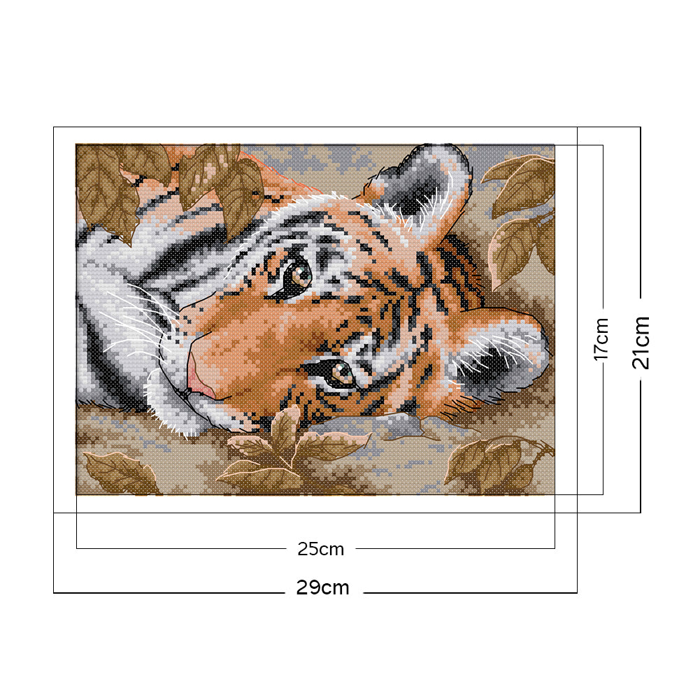 Lying Tiger - 14CT Stamped Cross Stitch 29 *21CM