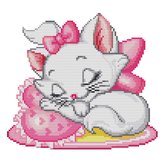 Pink Cat - 14CT Stamped Cross Stitch 25 *21CM