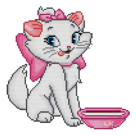 Pink Cat - 14CT Stamped Cross Stitch 22 *22CM