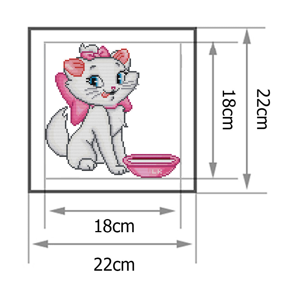 Pink Cat - 14CT Stamped Cross Stitch 22 *22CM