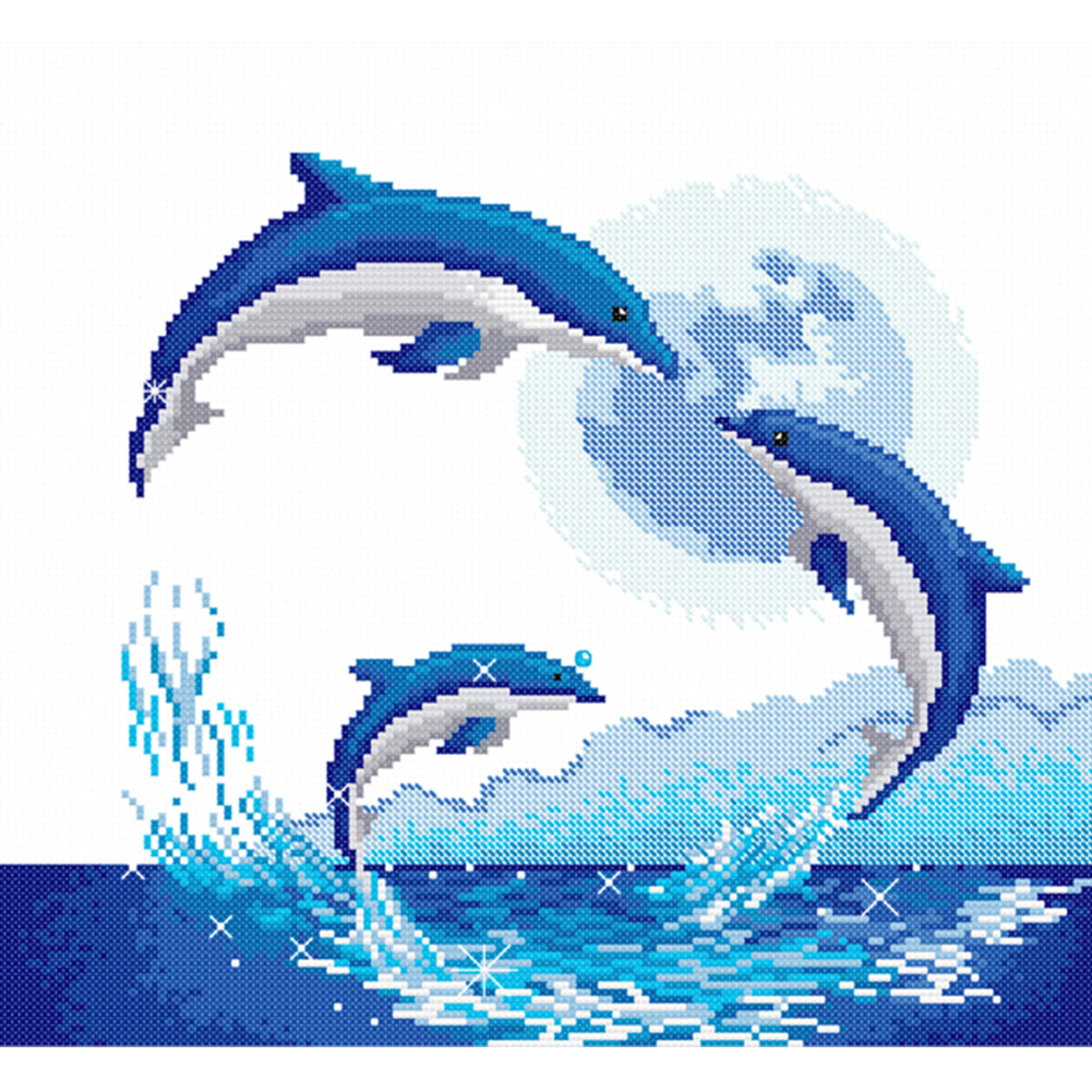 Dolphin - 11CT Stamped Cross Stitch 47*41CM