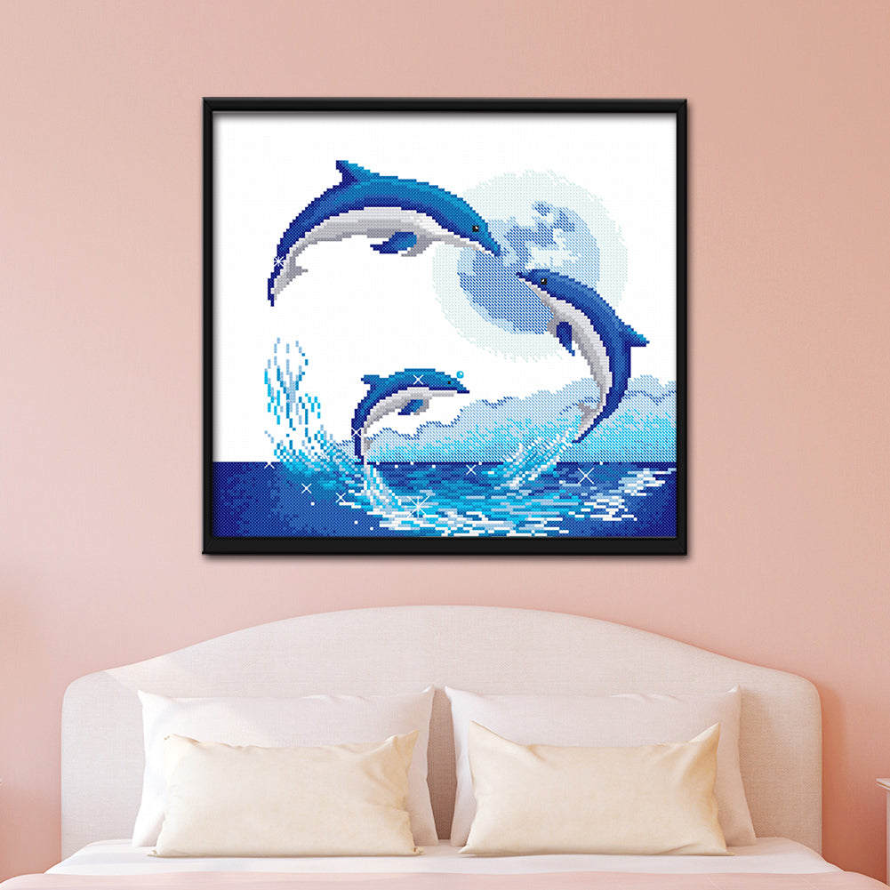 Dolphin - 11CT Stamped Cross Stitch 47*41CM