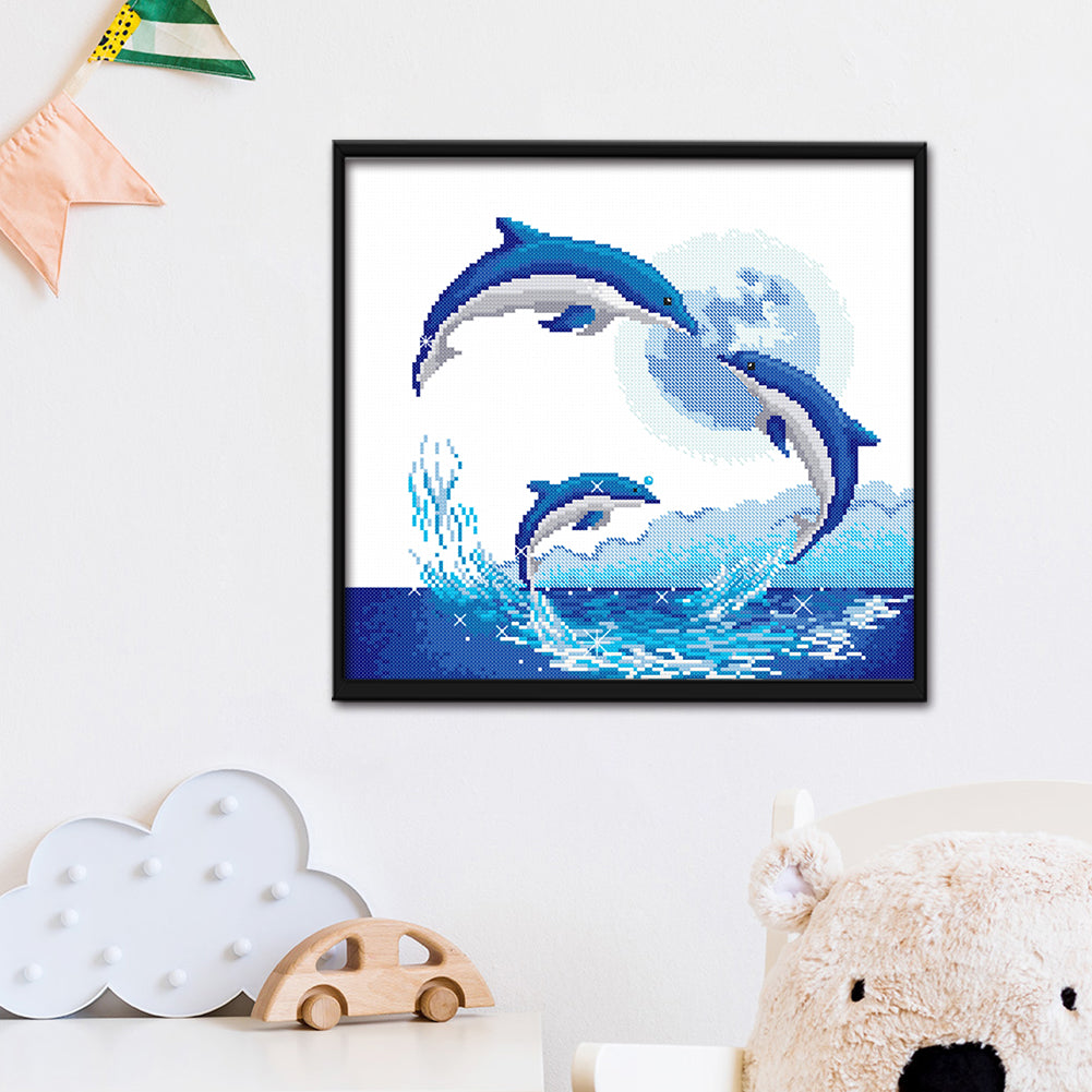 Dolphin - 11CT Stamped Cross Stitch 47*41CM