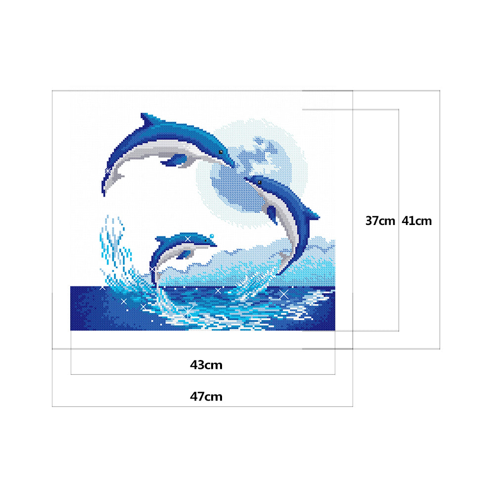 Dolphin - 11CT Stamped Cross Stitch 47*41CM