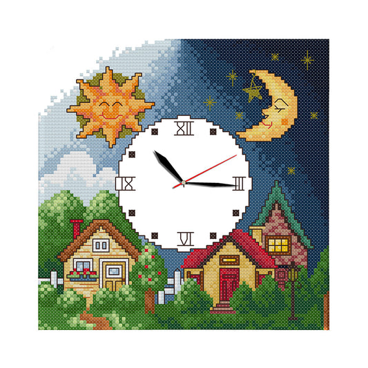 Day Night - 14CT Stamped Cross Stitch 21*21CM