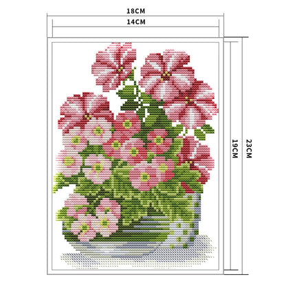 Flowers - 14CT Stamped Cross Stitch 23*18CM
