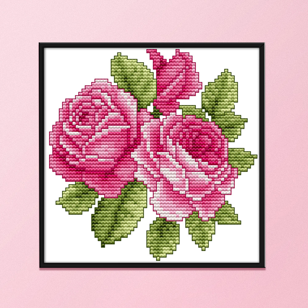 Flower - 14CT Stamped Cross Stitch 17*17CM