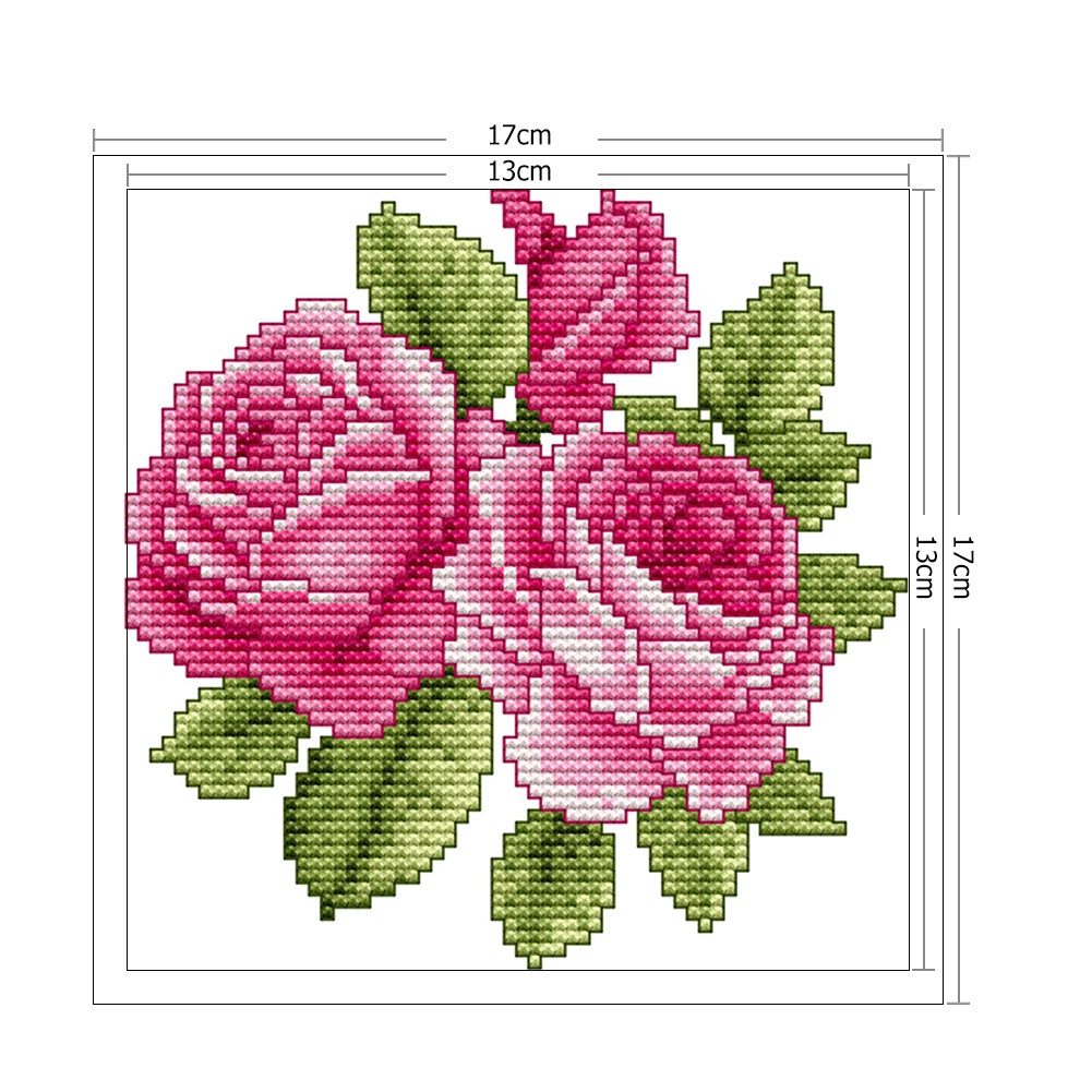 Flower - 14CT Stamped Cross Stitch 17*17CM