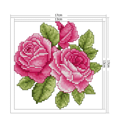 Flower - 14CT Stamped Cross Stitch 17*17CM