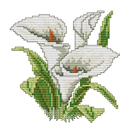 White Flower - 14CT Stamped Cross Stitch 17*17CM