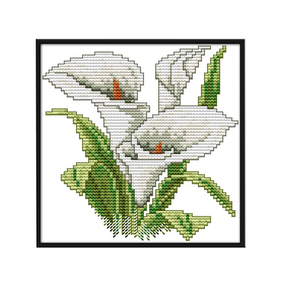 White Flower - 14CT Stamped Cross Stitch 17*17CM