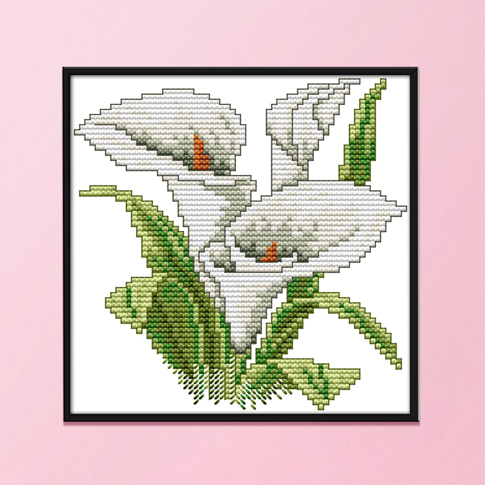 White Flower - 14CT Stamped Cross Stitch 17*17CM